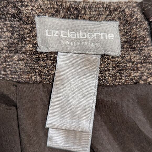 Vintage Liz Claiborne Collection Wool Blend Pencil Skirt Brown Tweed Midi - Picture 4 of 14